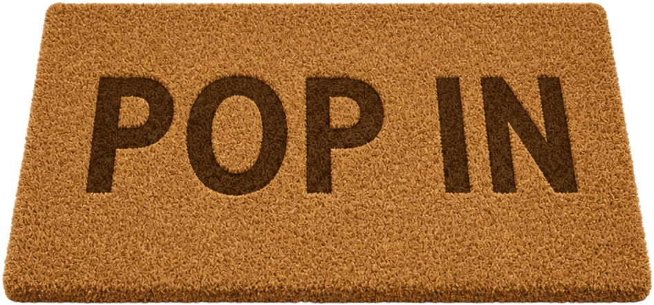 Pop In welcome doormat